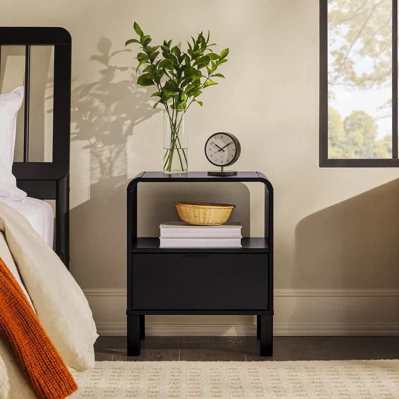 Matte Black Minimalist Nightstand